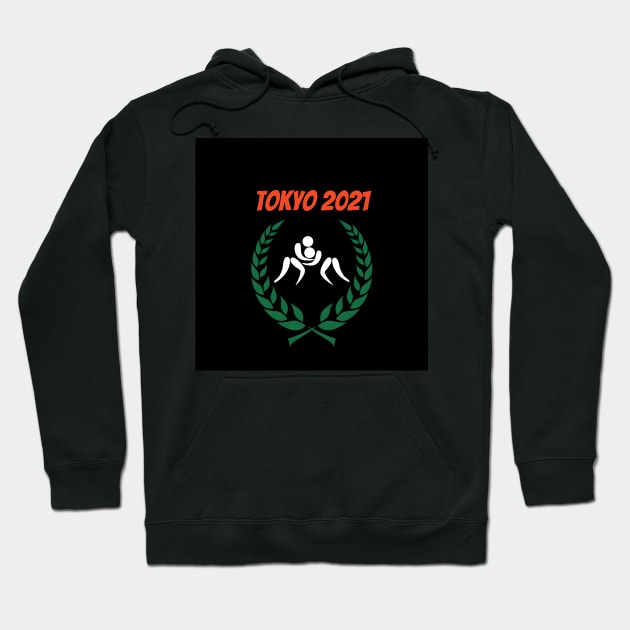 Wrestling Tokyo 2021 Olympics Hoodie by Slick T's